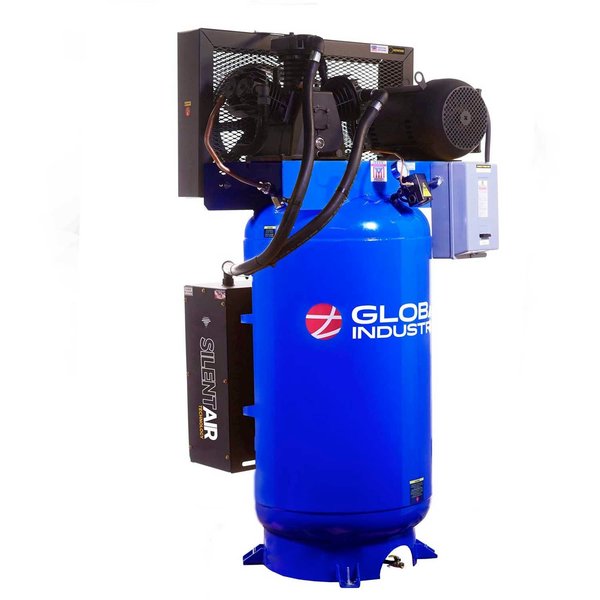 Global Industrial Silent Two Stage Piston Air Compressor, 7.5 HP, 80 Gal., 1 Phase, 230V 133682